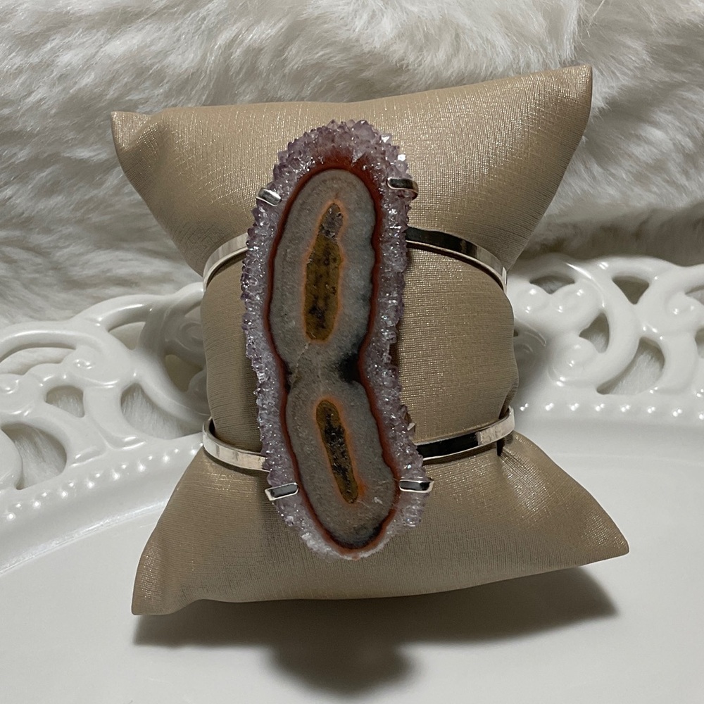 Silver Geode Cuff Bracelet - Picture 4 of 9